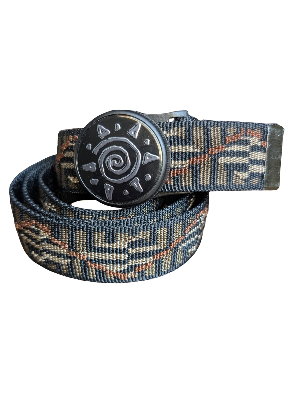 Vintage 90s Orbit Belts Woven Twist Lock Belt With Southwestern Sun | 40"